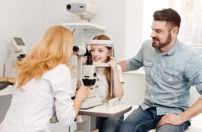 Women at an eye exam